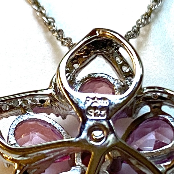 Sterling Silver Lab Created Sapphire Necklace - Picture 5 of 7